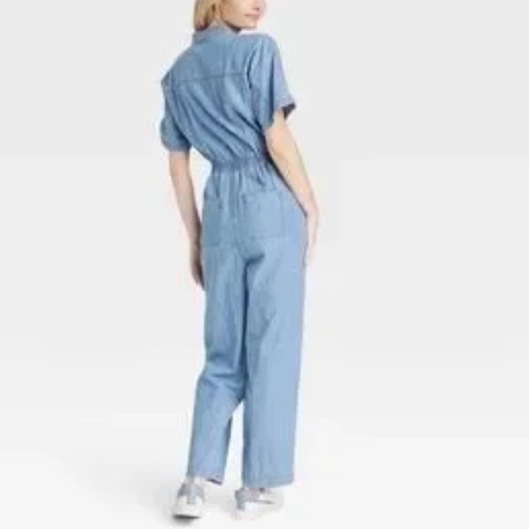 Universal Thread Denim Chambray Boiler Cotton Jumpsuit Size 4 - Picture 2 of 8